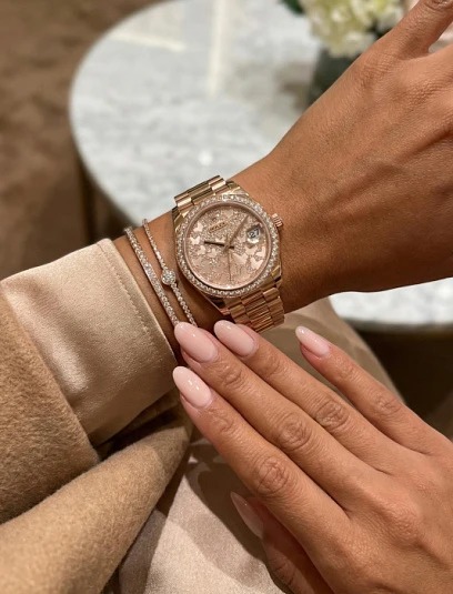 Rolex Datejust Full Rose Gold Floral Motif